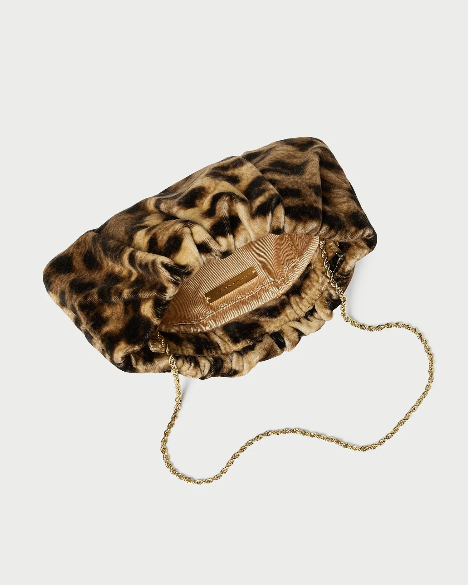 Serena Leopard Gathered Velvet Clutch