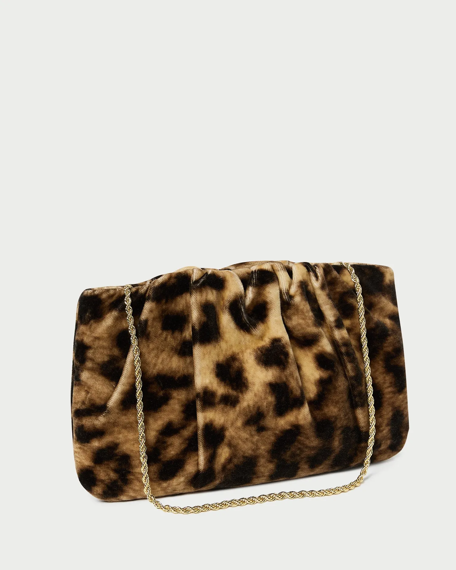 Serena Leopard Gathered Velvet Clutch