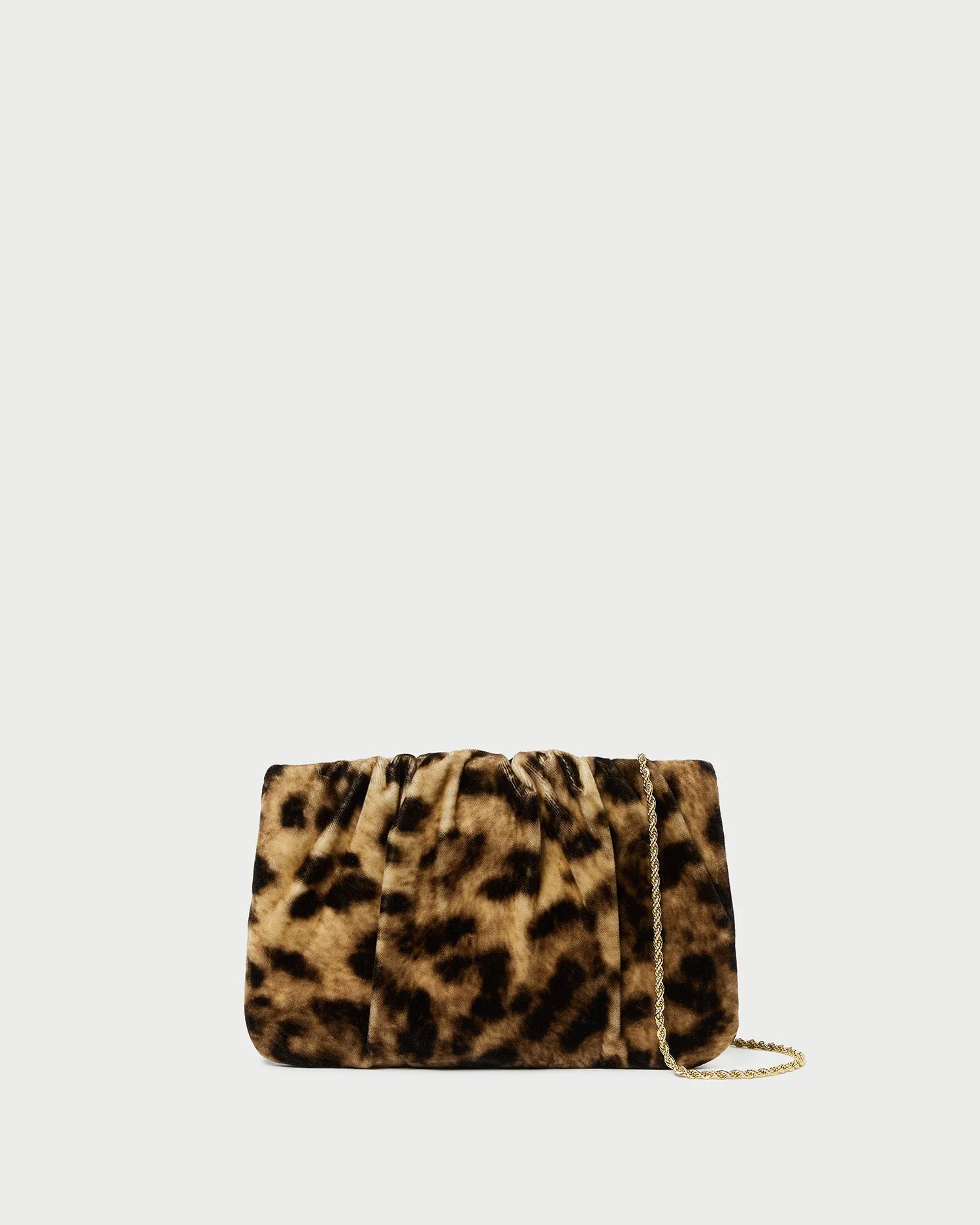 Serena Leopard Gathered Velvet Clutch