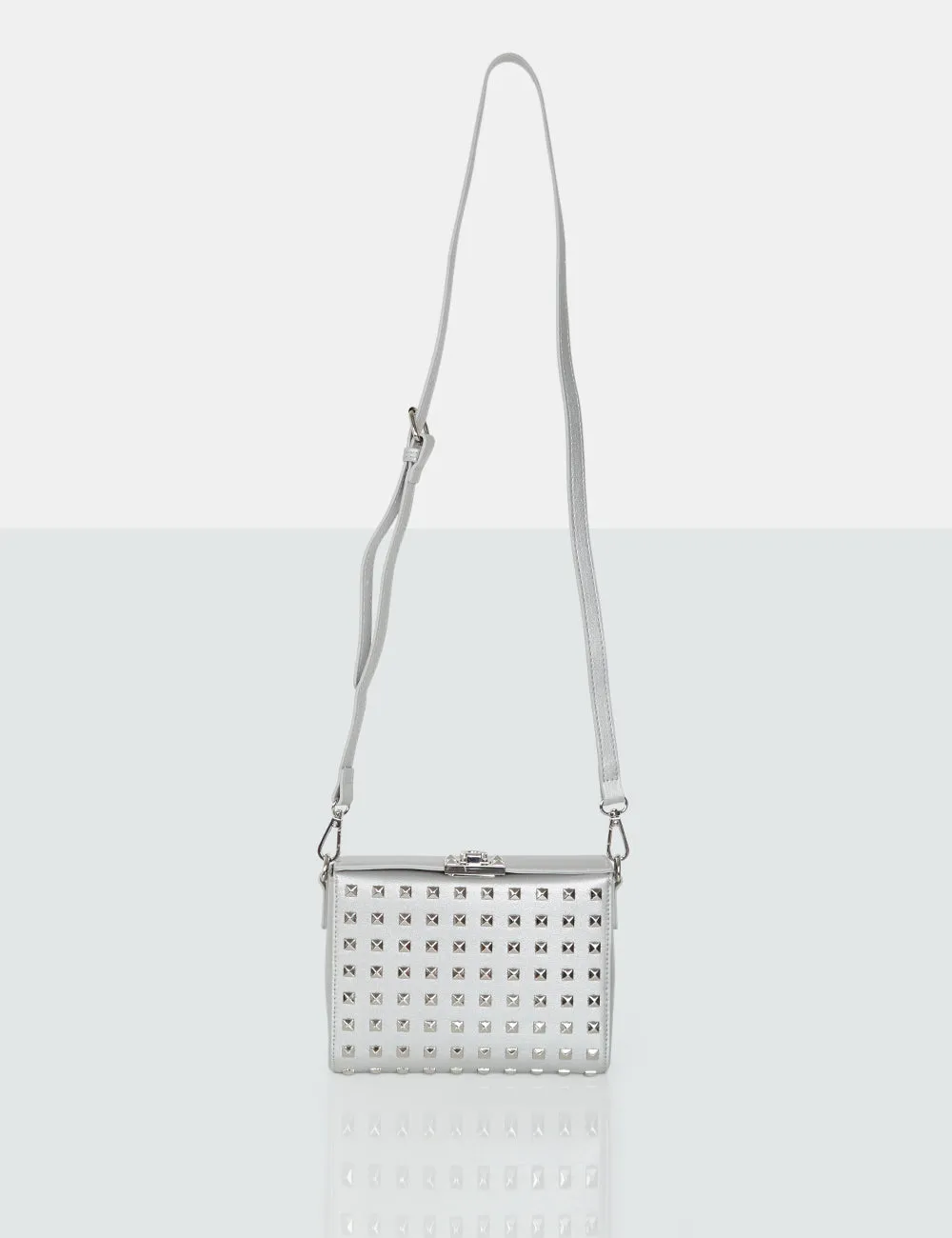 The Jose Silver PU Metal Studded Bag