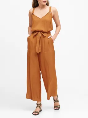 Utility Jumpsuit in Nutmeg Spice With Gold Snaps