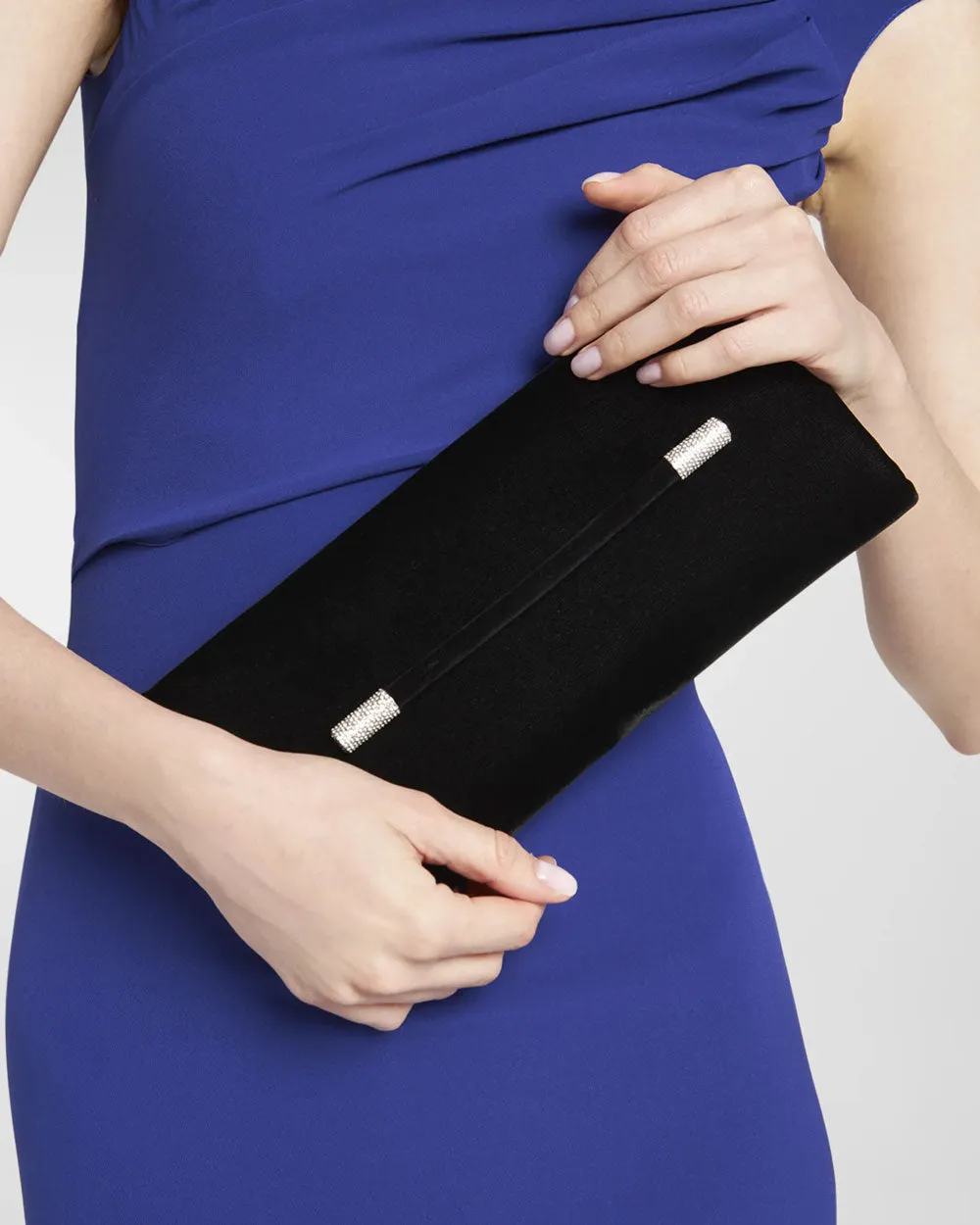 Velvet Long Clutch in Black