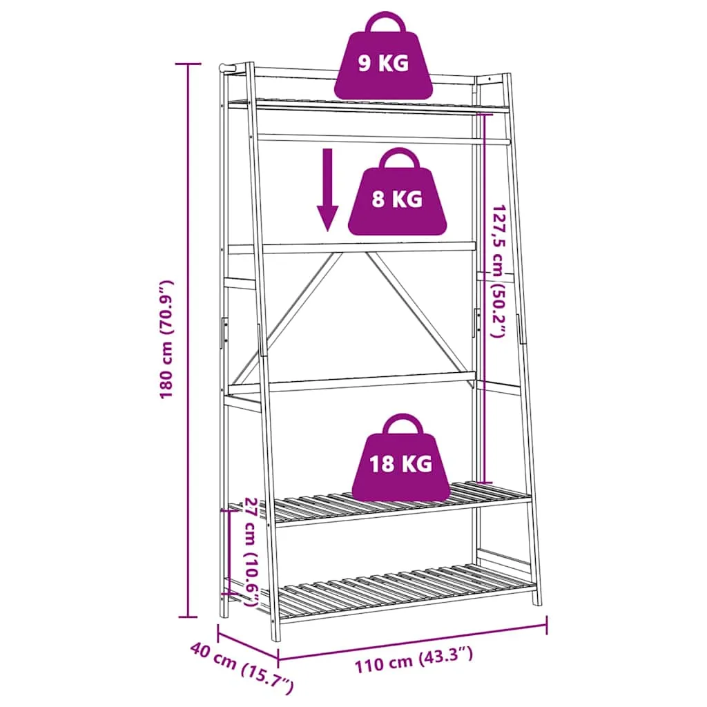 vidaXL Clothes Rack with Shelves 110x40x180 cm Bamboo