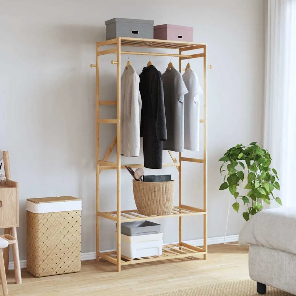 vidaXL Clothes Rack with Shelves 80x40x175 cm Bamboo