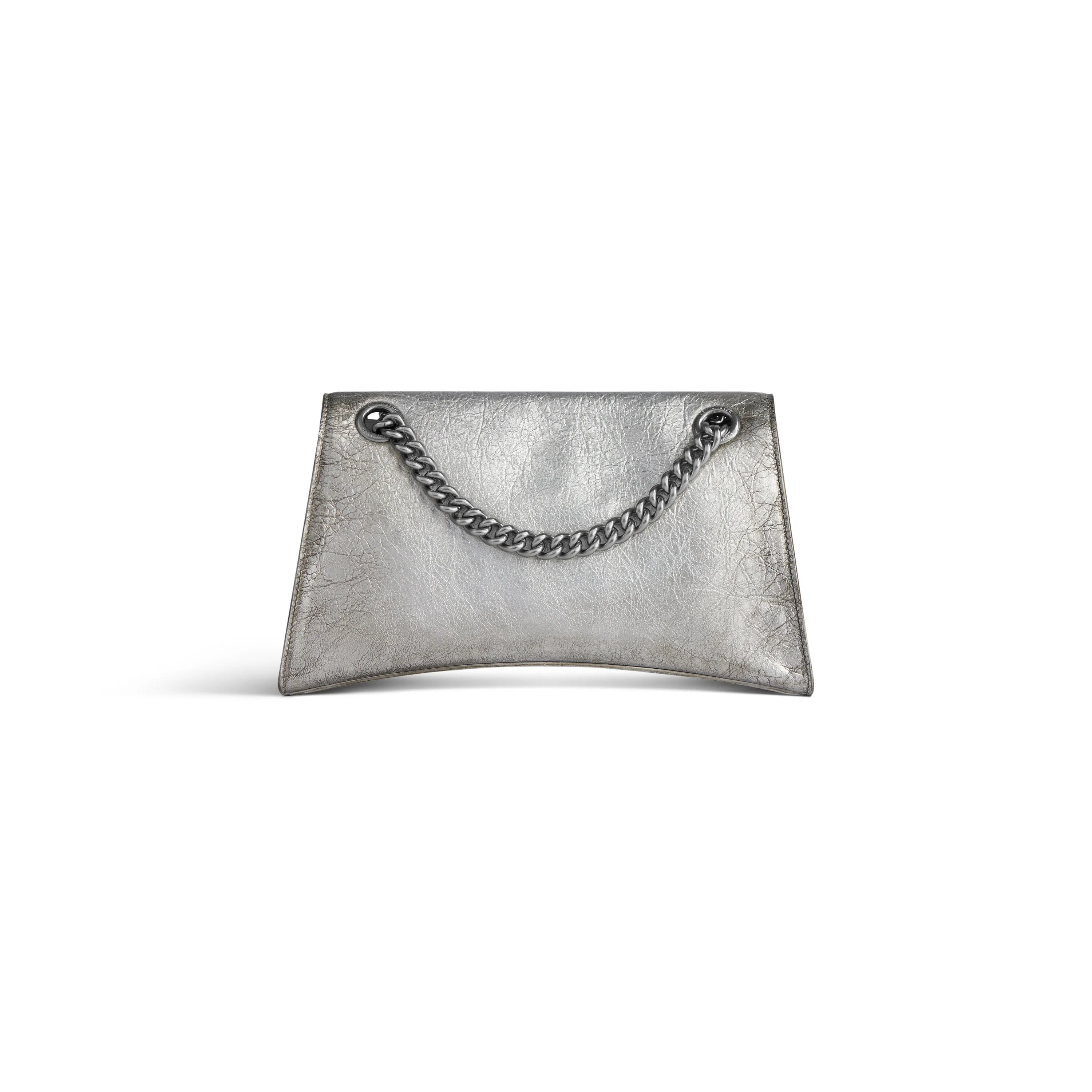 Women's Crush Small Chain Bag Dirty Effect With Souvenirs And Rhinestones In Silver